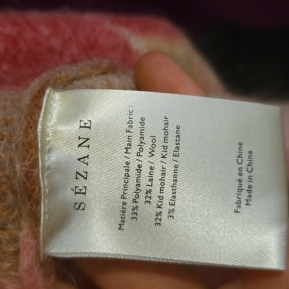 Sezane Alizee Wool/ Kid Mohair Pink and Tan Sweater - Picture 8 of 10
